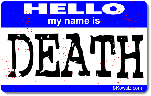 Hello Death Name Tag T